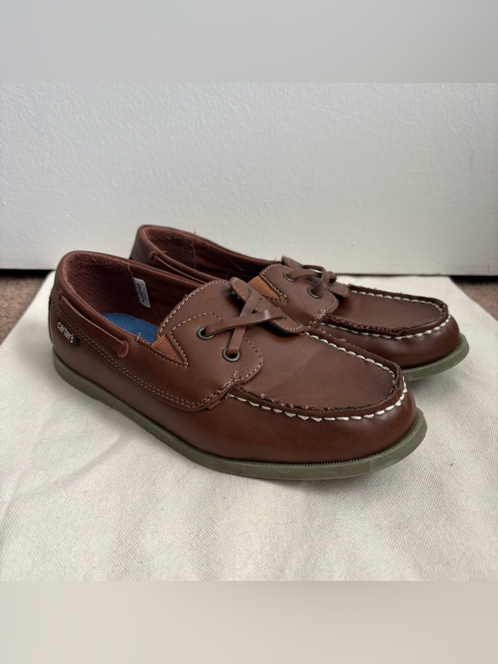 Carter’s Boys Brown Faux Leather Boat Shoes size 3 - Classic Moccasin Style